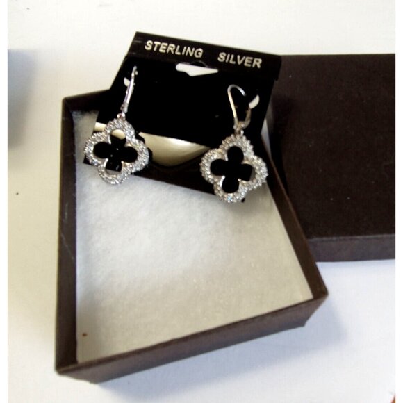 Women's Sterling Silver Stud Earrings 2" x 3/4"  NEW - Picture 2 of 9